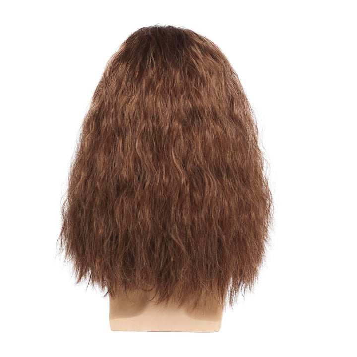 Mens Long Brown Wig Mid Length Synthetic Hair for Male Halloween Cosplay 80s Costume Wig