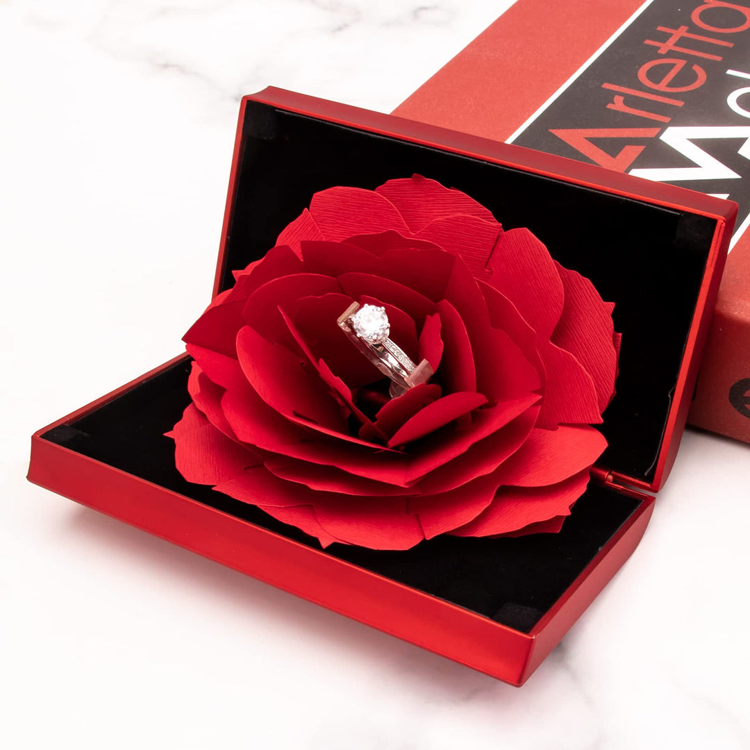 Engagement Ring Box,Ring Rose Box Surprise Jewelry Stor