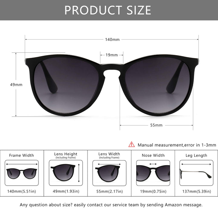 SUNGAIT Vintage Round Sunglasses for Women Men Classic 