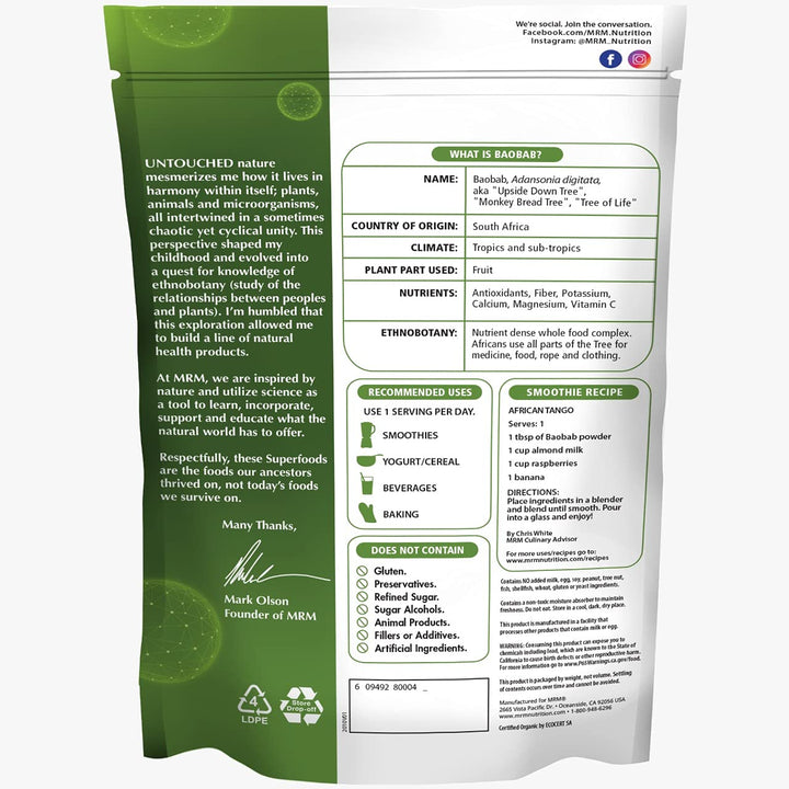 Nutrition Organic Baobab Powder | Superfoods | Digestive Health | Antioxidant | 40 Servings