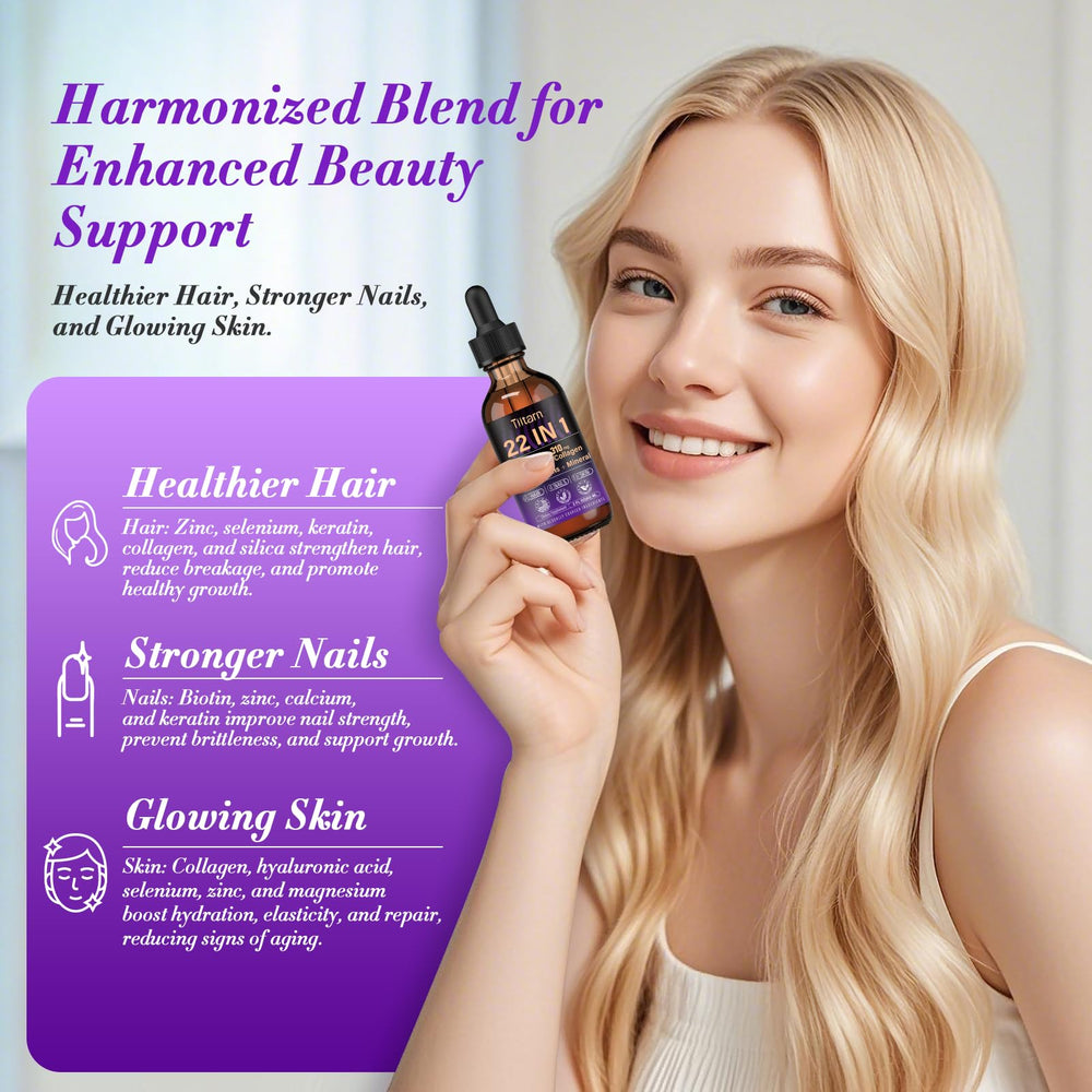Hair Vitamins Liquid Biotin, Collagen & Hyaluronic Acid – multivitamin Hair Growth for Women and Men Supports Hair, Skin & Nails | Vitamin B Complex | 98% Faster Absorption Than Pills-038