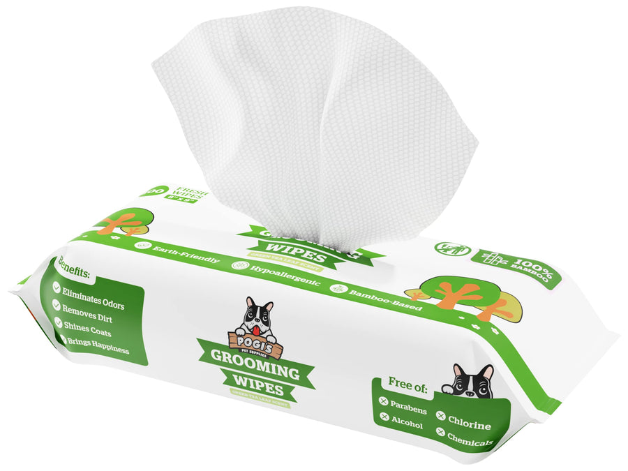 Pogi's Dog Grooming Wipes - 100 Dog Wipes for Cleaning and Deodorizing - Plant-Based, Hypoallergenic Pet Wipes for Dogs, Puppy Wipes - Quick Bath Dog Wipes for Paws, Butt, & Body - Green Tea Scented