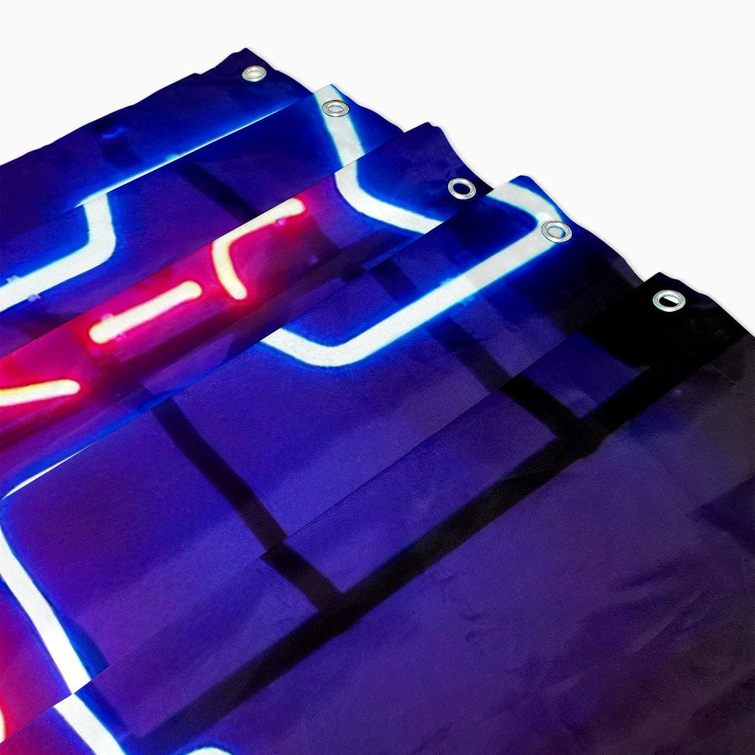 DIOLPOM Funny Shower Curtain, Neon Sign Blue Fabric Shower Curtain for Bathroom Decor with 12 Hooks, 60x72 inch