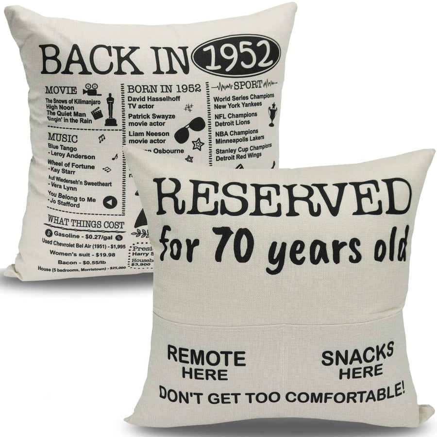 Happy 70th Birthday Gifts for Men Women, 70th Birthday Decorations, 70 Years Old Gifts, Seventy Birthday Present, Funny Birthday Throw Pillow Covers Gifts