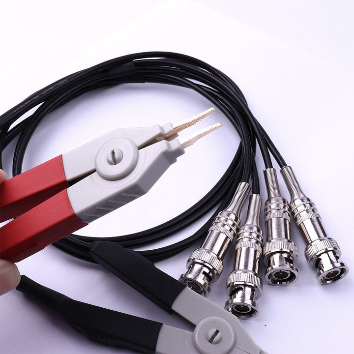 2pcs LCR Meter Test Leads Lead Clip Cable Terminal Probe Wires,with 4 BNC Electrician Test Leads Kit,Digital Electrical Test Probes Set for LCR Meter Multimeter