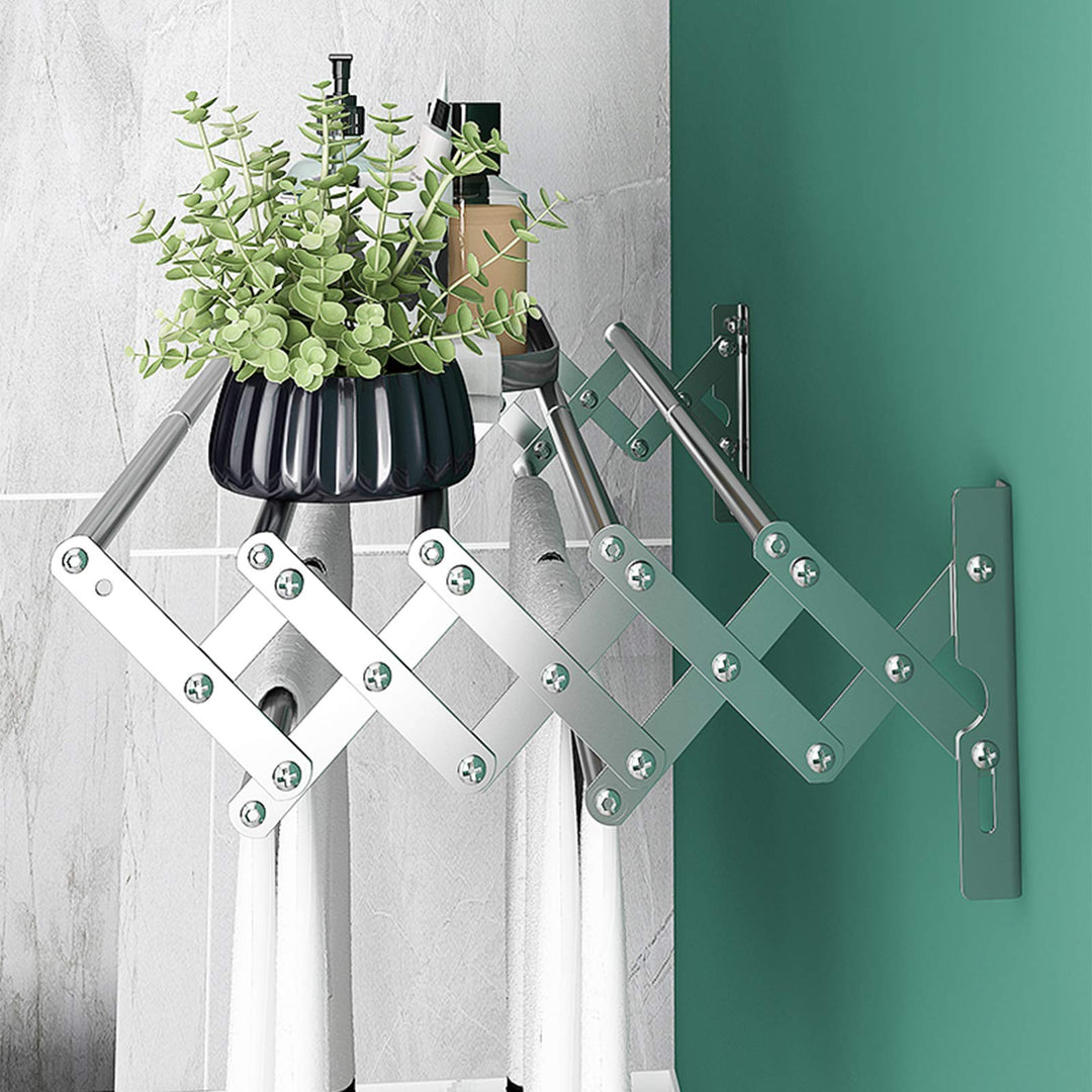 Wall Mounted Clothes Drying Rack, Accordion Retractable Drying Rack for Laundry Room/Bathroom Tower,Easy to Install 31.5-inch Rod, 60 lb Capacity- Indoor and Outdoor Use