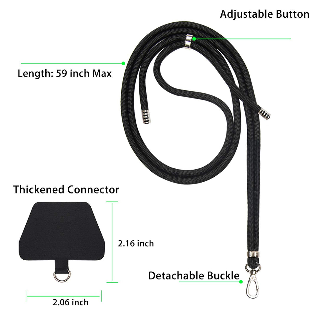 Phone Lanyard, Universal Cell Phone Lanyard with Adjustable Nylon Neck Strap, Phone Tether Safety Strap Compatible for Most Smartphones (Black)