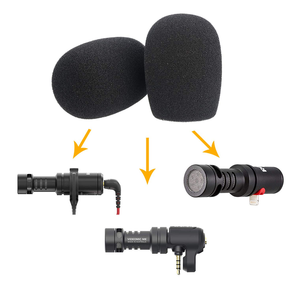 VideoMicro Windscreen Foam Cover, Windscreen Pop Filter for Rode VideoMicro Me Mini-Shotgun Microphone (2 PACK)