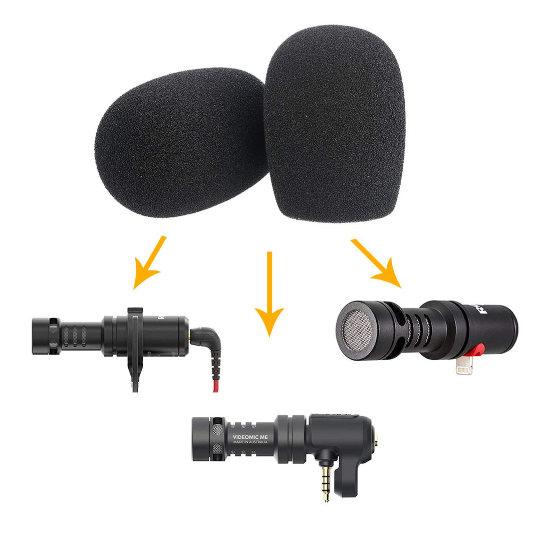 VideoMicro Windscreen Foam Cover, Windscreen Pop Filter for Rode VideoMicro Me Mini-Shotgun Microphone (2 PACK)