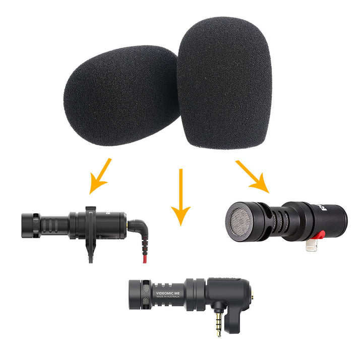 VideoMicro Windscreen Foam Cover, Windscreen Pop Filter for Rode VideoMicro Me Mini-Shotgun Microphone (2 PACK)
