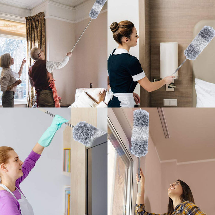 DELUX Microfiber Feather Duster Extendable Cobweb Duste