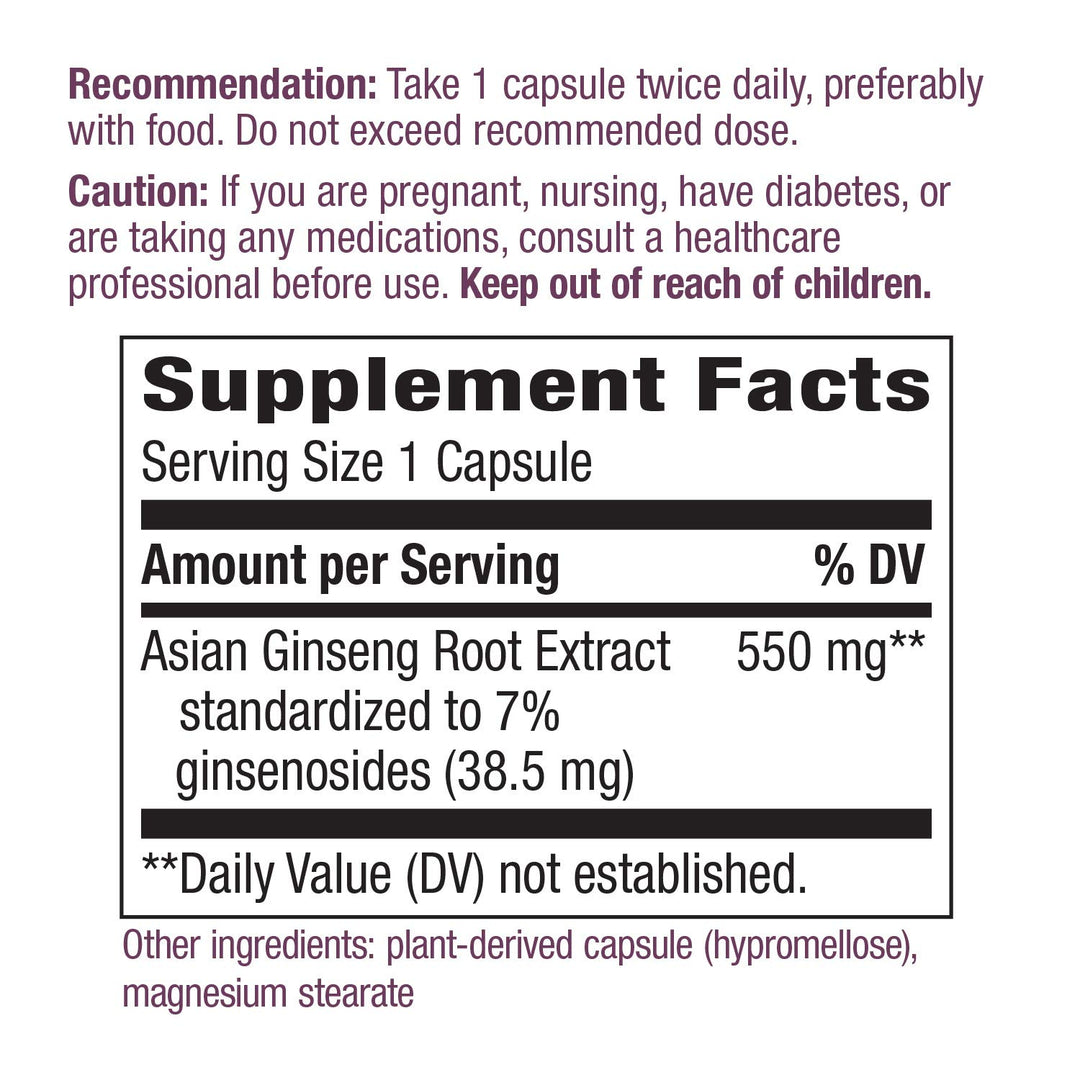 Nature&#39;s Way, Premium Herbal Asian Ginseng, Fights Fatigue*, 60 Capsules