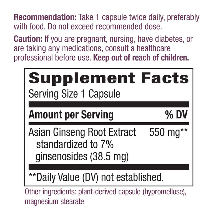 Nature&#39;s Way, Premium Herbal Asian Ginseng, Fights Fatigue*, 60 Capsules