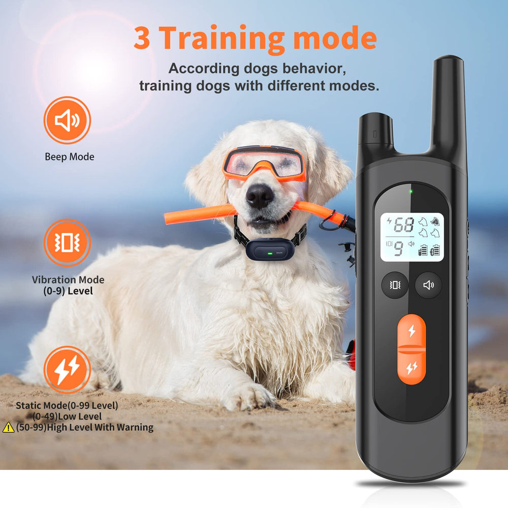 Dog Training Collar, Dog Shock Collar for Large Medium Small Dogs with Remote Range 2600Ft , Waterproof Rechargeable with Vibration, Beep, Shock Modes, 0 to 99 Adjustable Shock Levels