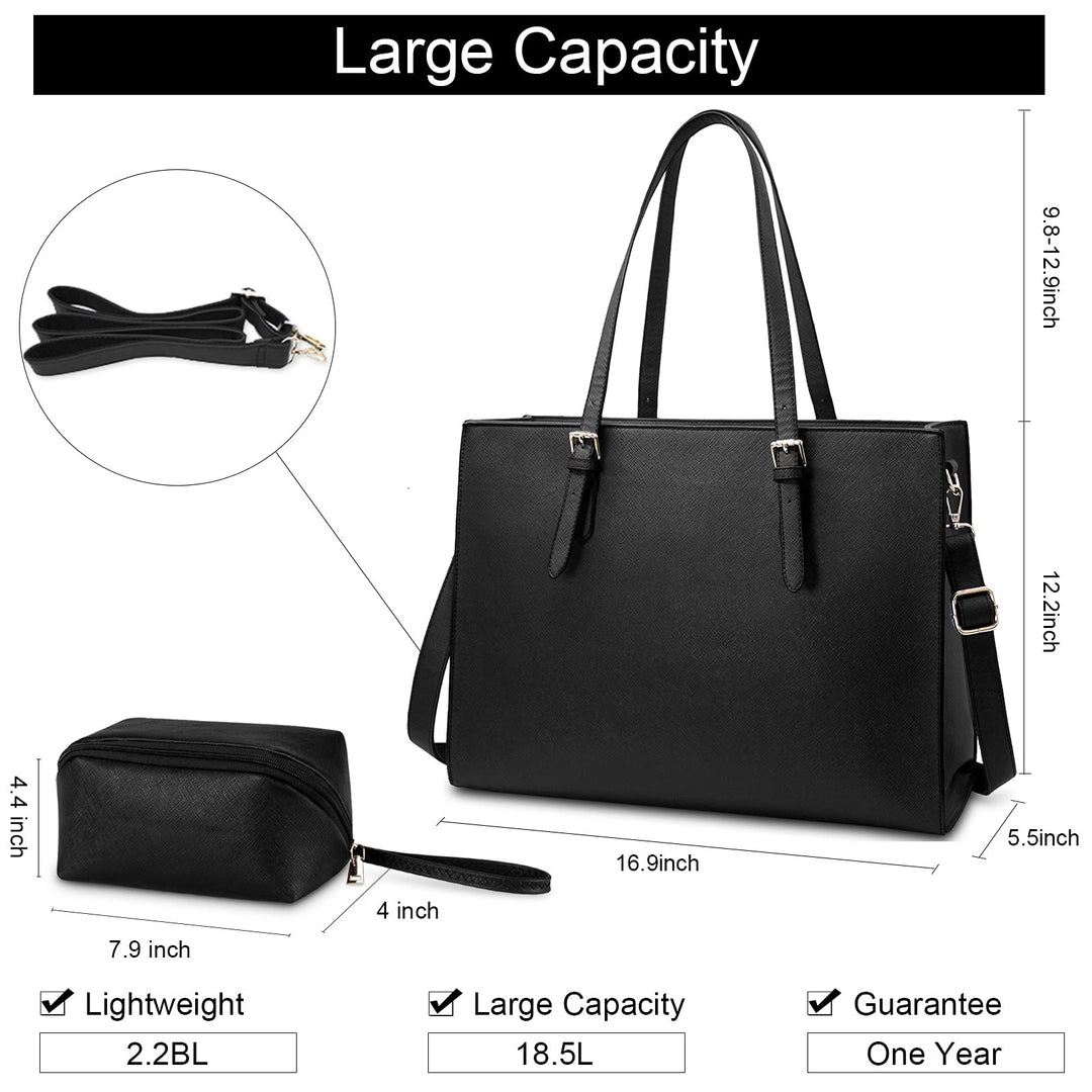 Laptop Bag for Women Waterproof Lightweight Leather 15.