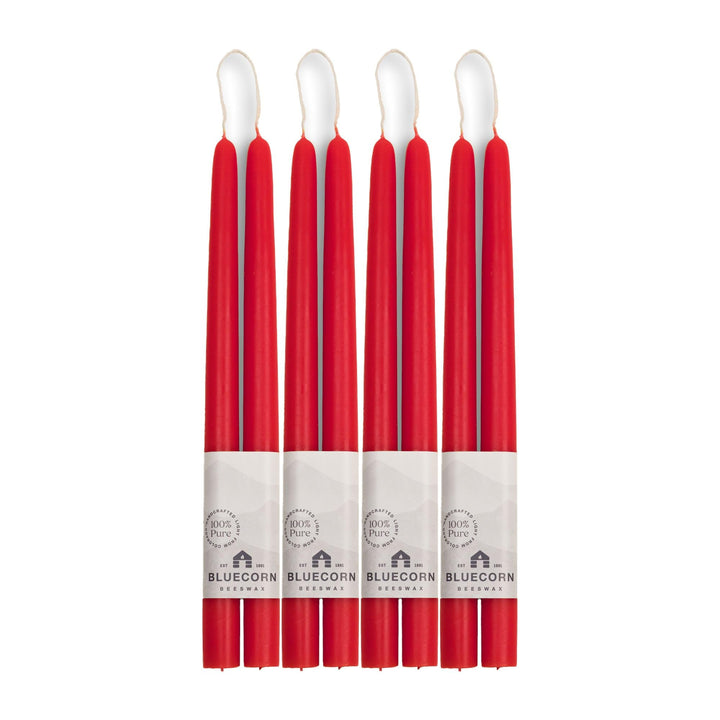 12-Inch, Red : Bluecorn Naturals Pure Beeswax Taper, 4-Pair (8 Candles) - 12-Inch, Red