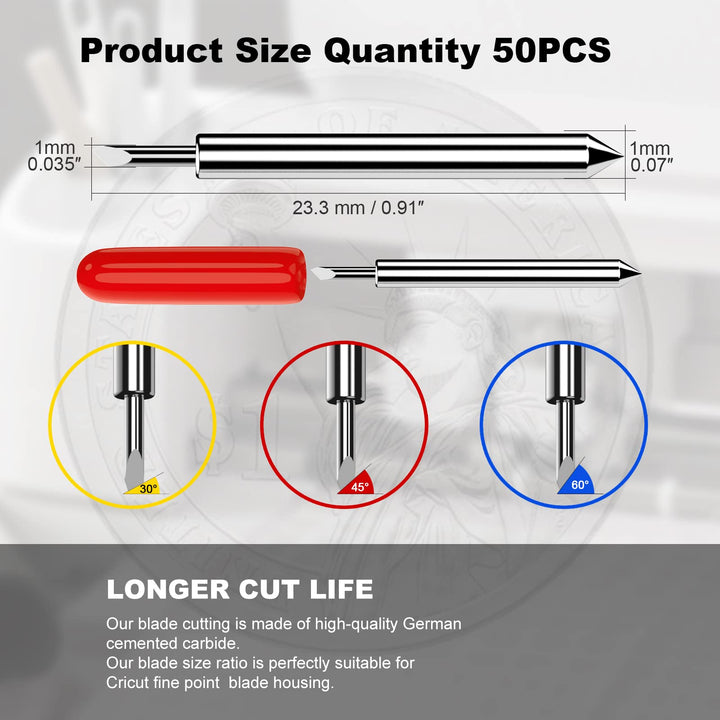 50PCS Replacement Blades Compatible with Explore Air 2/Air 3/Maker/Maker 3/Expression, 10PCS Fine Point Blades, 10PCS Deep Point Blade and 30PCS Standard Cutting Neddles