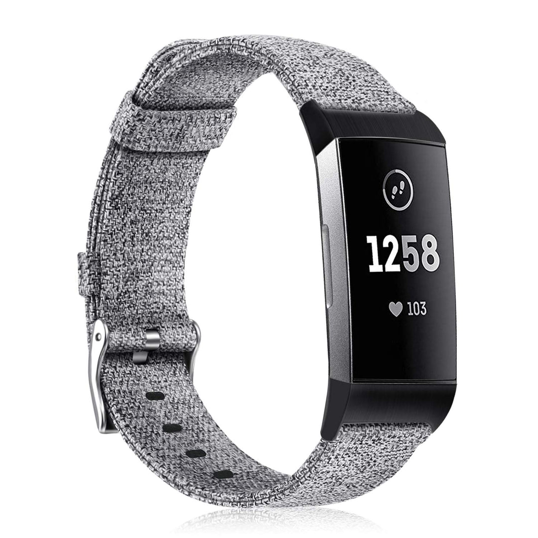 Woven Bands Compatible with Fitbit Charge 4 / Fitbit Charge 3, Soft Nylon Fabric Adjustable Sport Wrist Band Replacement Strap Compatible with Charge 3 SE Fitness Activity Tracker, Grey