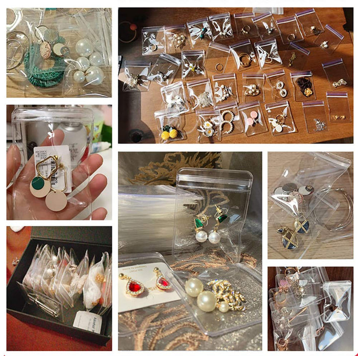 100 Pack PVC Clear Jewelry Anti Oxidation Zipper Bag Antitarnish Plastic Bags for Packaging Jewelry Rings Earrings Transparent Poly Pouch (Clear, 3.14×4.72inch)