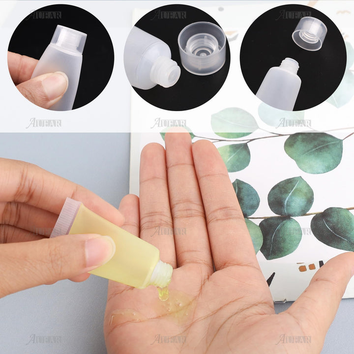 AUEAR, 24 Pack 5ml Empty Refillable Plastic Soft Tubes Squeeze Cosmetic Bottles Packing Sample Bottles Mini Containers for Body Lotion Shower Gel Shampoo Cleanser