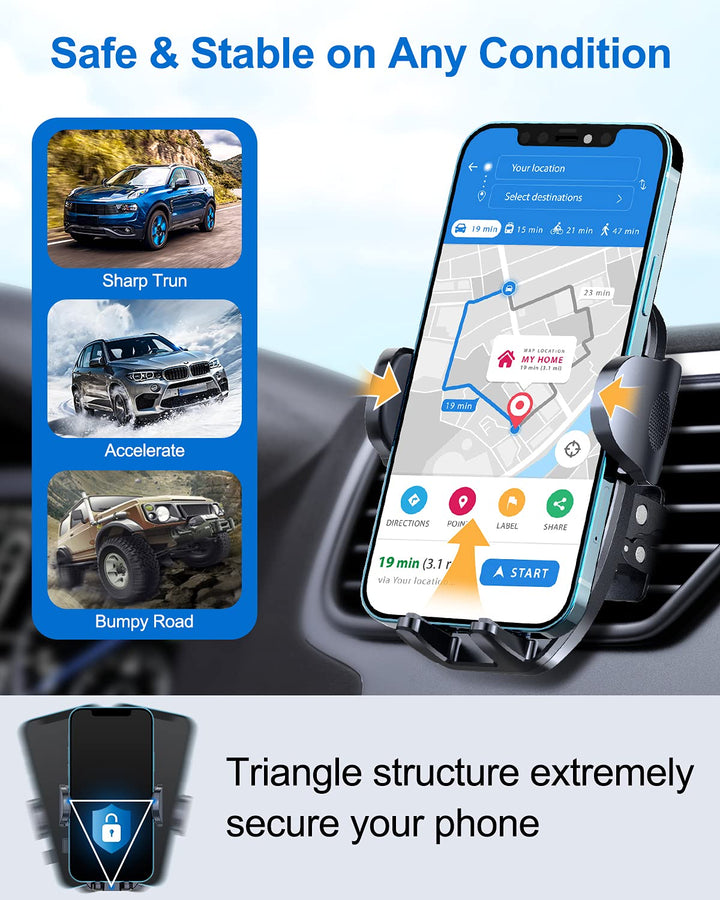Universal Air Vent Car Mount, [ Big Phones &amp; Thick Case Friendly ] Cell Phone Holder for Car Hands Free Clamp Cradle Vehicle fit for All Apple (B1)
