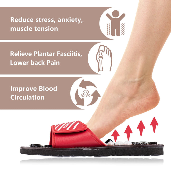 BYRIVER Stone Acupressure Foot Massage Slippers Sandals Reflexology Tools for Feet Health Shoes Relaxation Gifts for Men Women. (Blue 25)