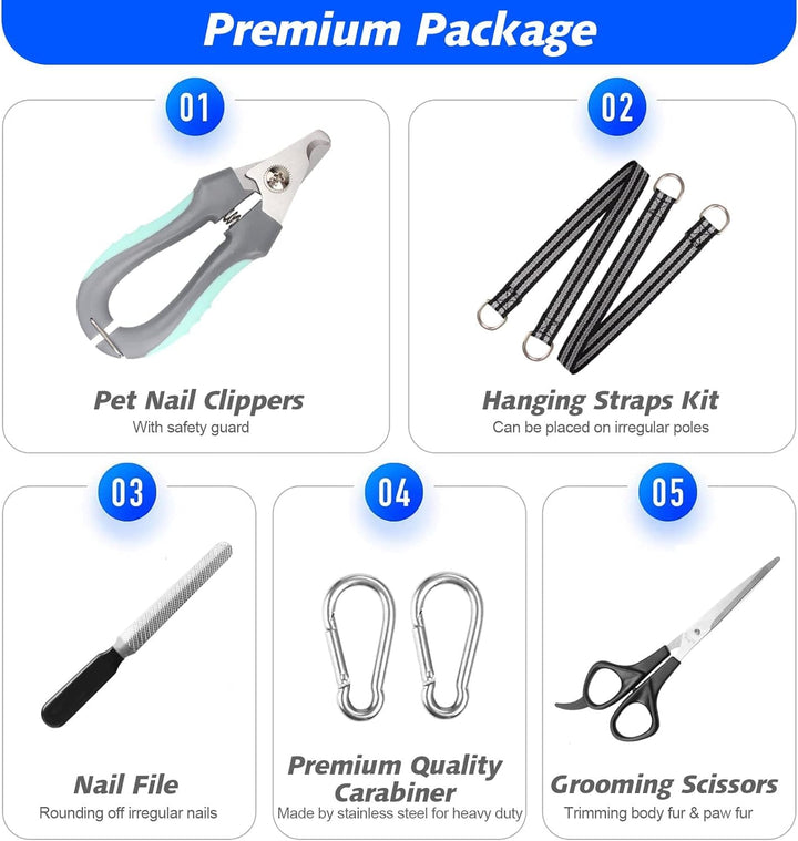 Pet Grooming Hammock with Nail Clippers/Nail Trimmers/Grooming Scissors, Dog Grooming Harness for Nail Trimming, Pet Grooming Sling Helper