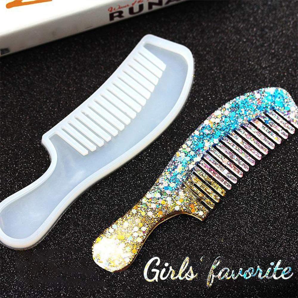 43PCS DIY Resin Craft Kit: Silicone Molds for Hair Accessories &amp; Jewelry Making - 2 Hair Pin Molds, 1 Comb Mold, 40 Gold Barrettes