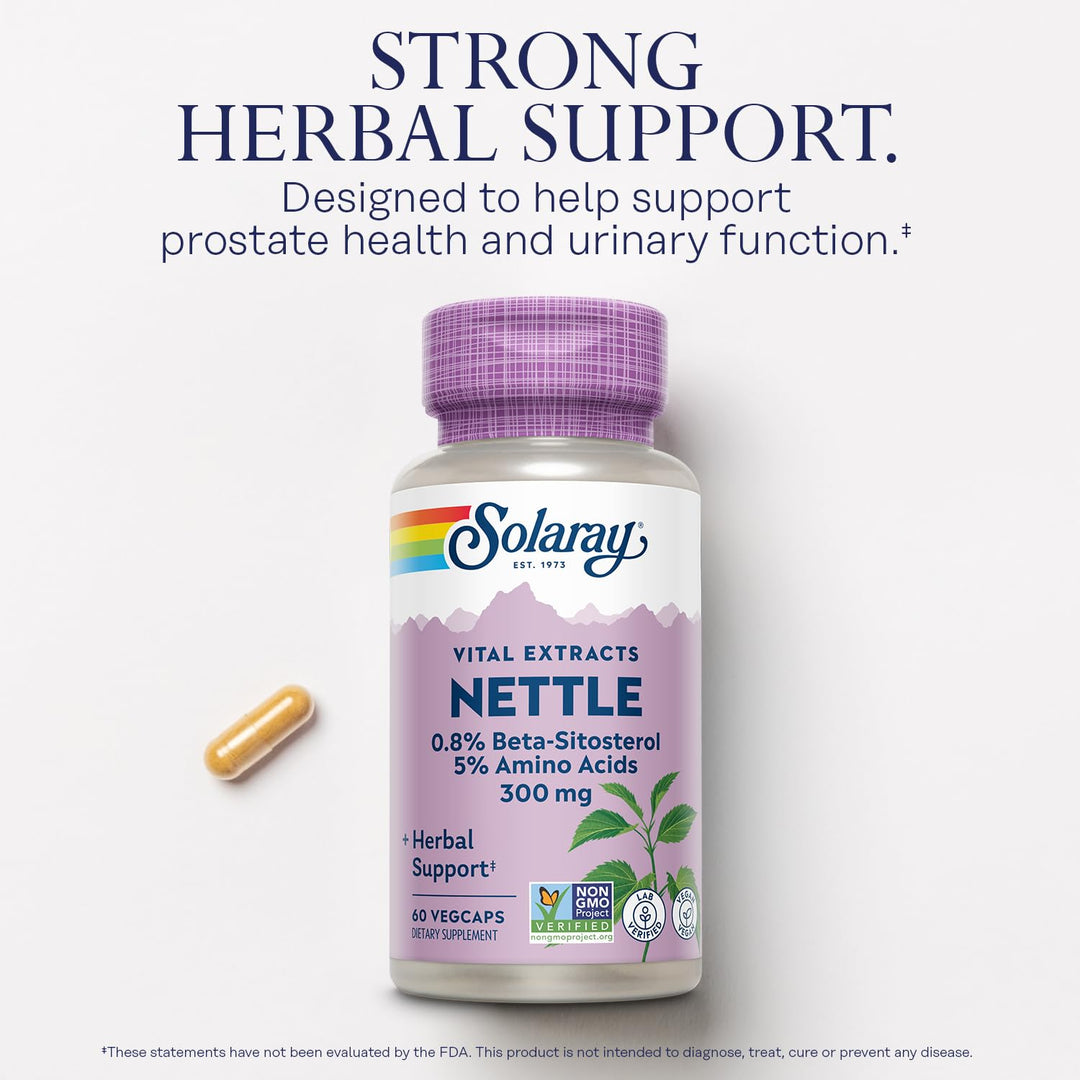 Nettle Root Extract 300 mg with Nettle Root 150 mg, Healthy Urinary &amp; Prostate Support for Men with Amino Acids and Beta-Sitosterol, Vegan, 60-Day Guarantee, 60 Servings, 60 VegCaps