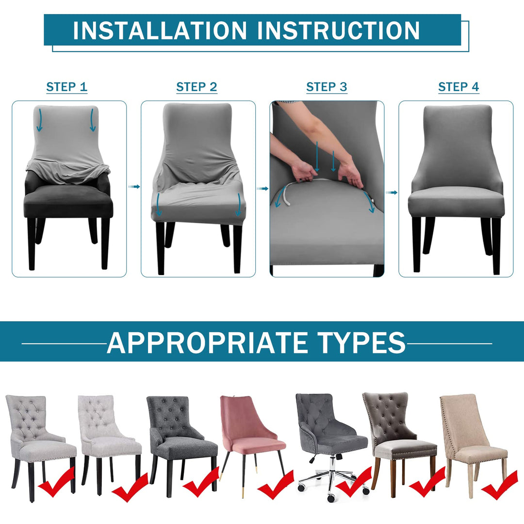 Liykimt Stretch Wingback Side Chair Slipcover with Arms