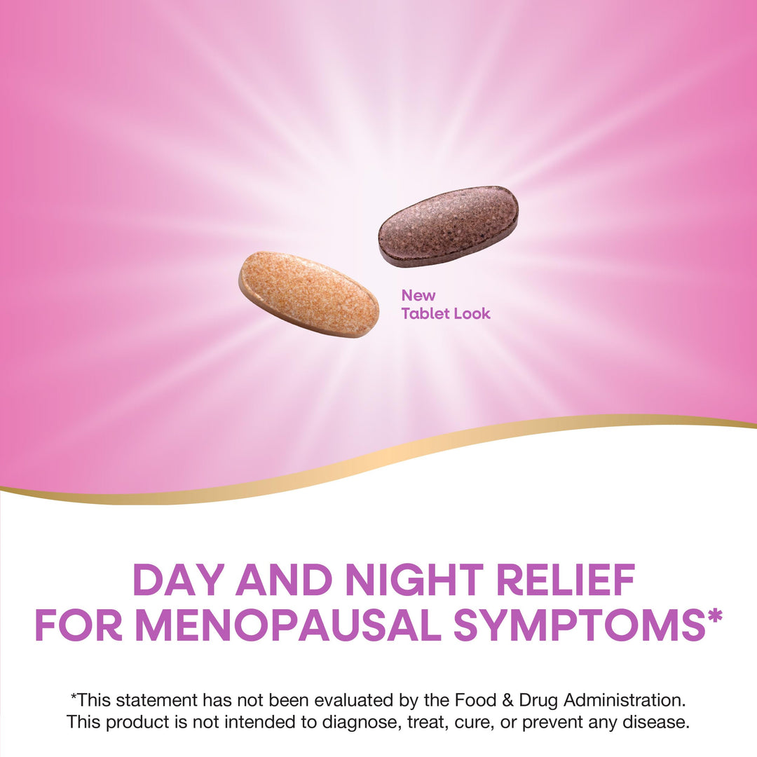 Nature&#39;s Way AM/ PM Menopause, Hot Flash Relief*, Night Sweats*, Restful Sleep*, Mood Swings*, Hormone-Free Formulas with Black Cohosh, L-Theanine, Valerian, 60 Tablets (Packaging May Vary)