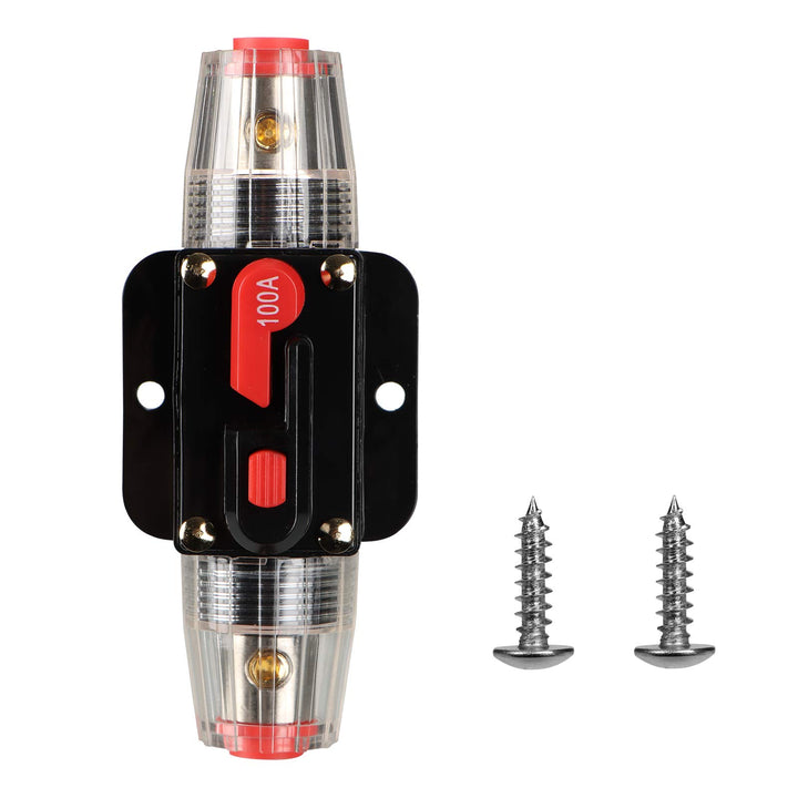Circuit Breaker Switch 100A Waterproof Fuse Inline Holder 3-15 AWG Resettable Fuse Manual Reset 12V-48V DC for Car Audio Sound Amplifier System RV Home Marine Boat Truck