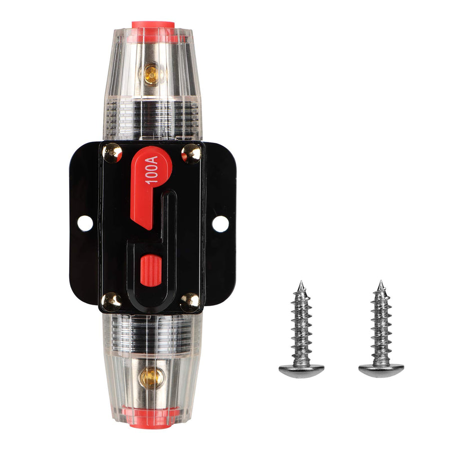 Circuit Breaker Switch 100A Waterproof Fuse Inline Holder 3-15 AWG Resettable Fuse Manual Reset 12V-48V DC for Car Audio Sound Amplifier System RV Home Marine Boat Truck