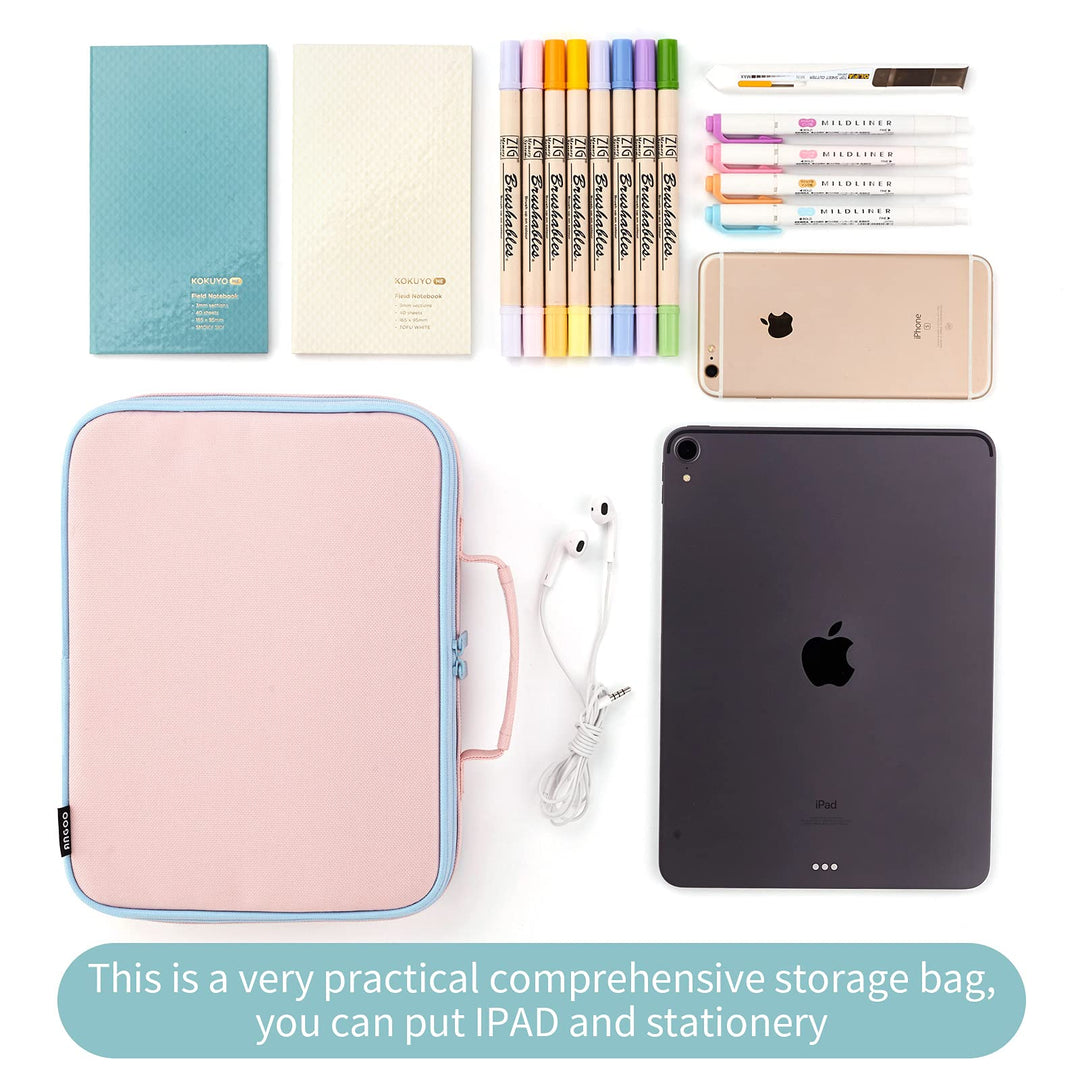 bible case for women bible cover for men Multi-Functional Stationery Zipper Pencil ipad case 11 inch Pencil Bags planner accessories for Travel School Office Pink xl