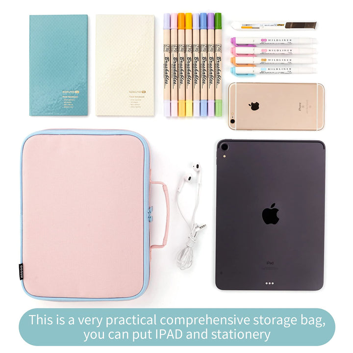 bible case for women bible cover for men Multi-Functional Stationery Zipper Pencil ipad case 11 inch Pencil Bags planner accessories for Travel School Office Pink xl