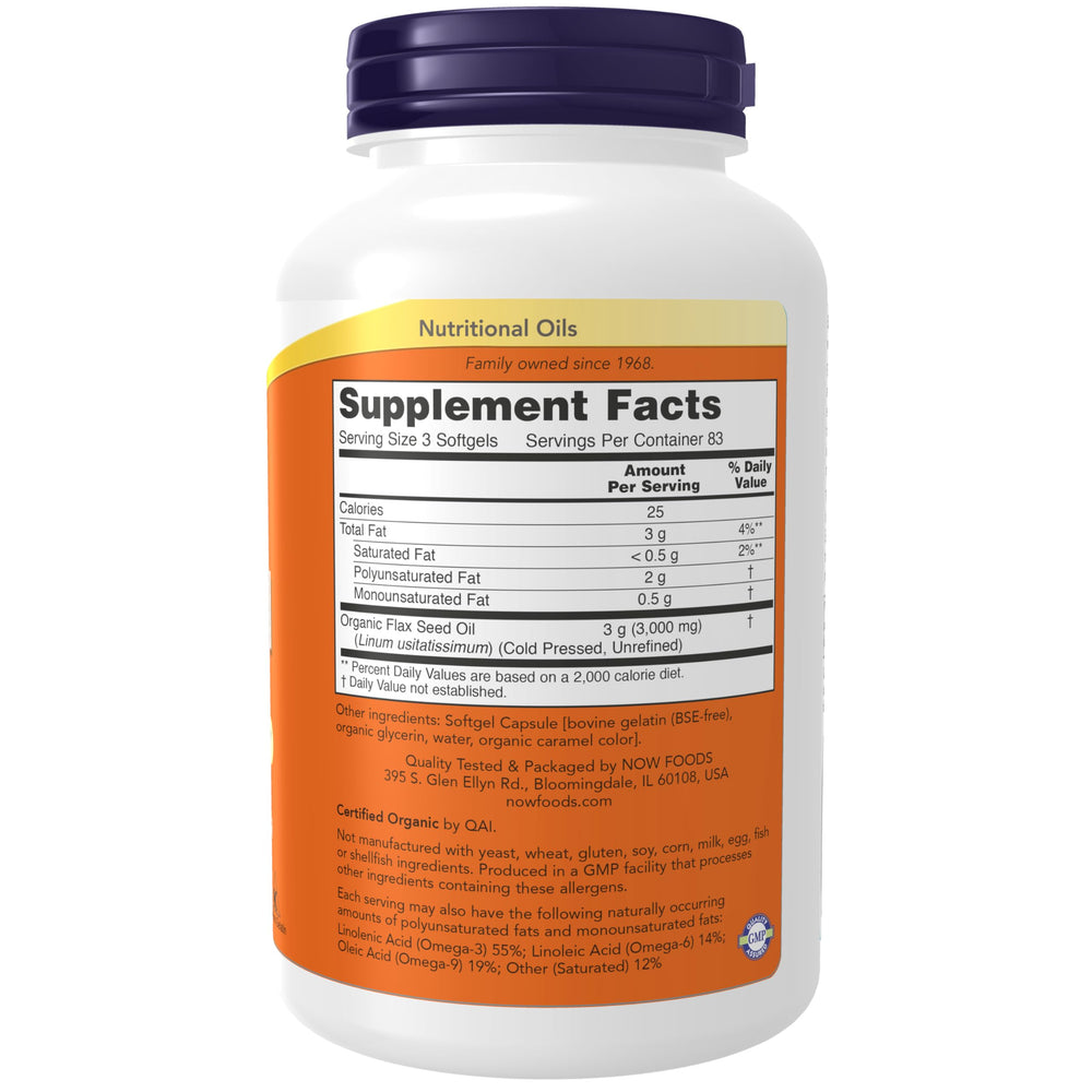 NOW Foods Supplements, Flax Oil 1,000 mg made with Orga