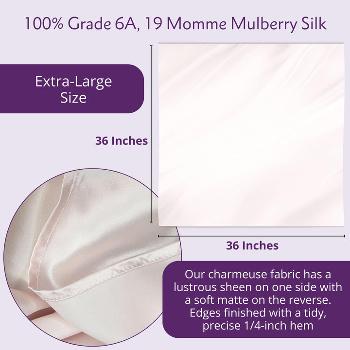 100% Pure Mulberry Silk Head Scarf | Women&#39;s Hair Wrap for Sleeping at Night | Maintains Style, Reduces Frizz, Aids Growth - Pink