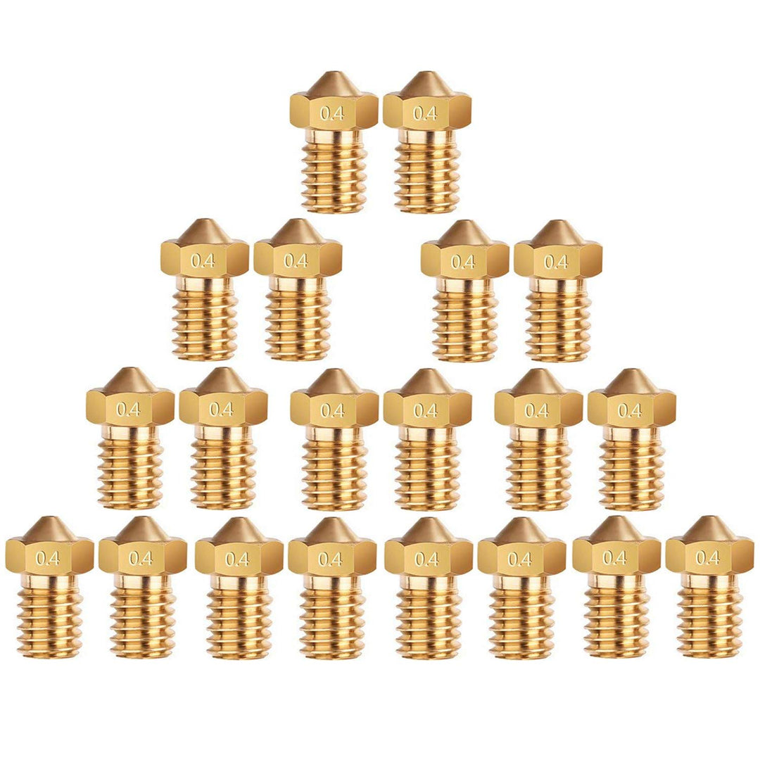E3D Nozzles, ExcelFu M6 0.2mm Brass Nozzle Extruder Print Head for 1.75mm Filament E3D V5-V6 3D Printer, Pack of 20