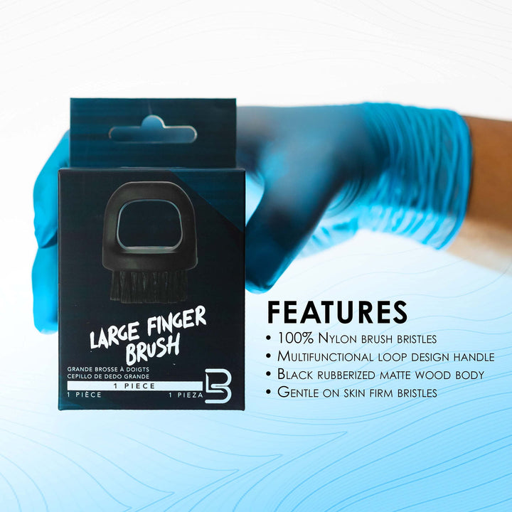Level 3 Large Finger Brush - Barber Supplies and Barber Accessories - Gentle for Comfort Yet Firm for Brushing - Level Three Nylon Bristles - Use for Clippers and Personal Care
