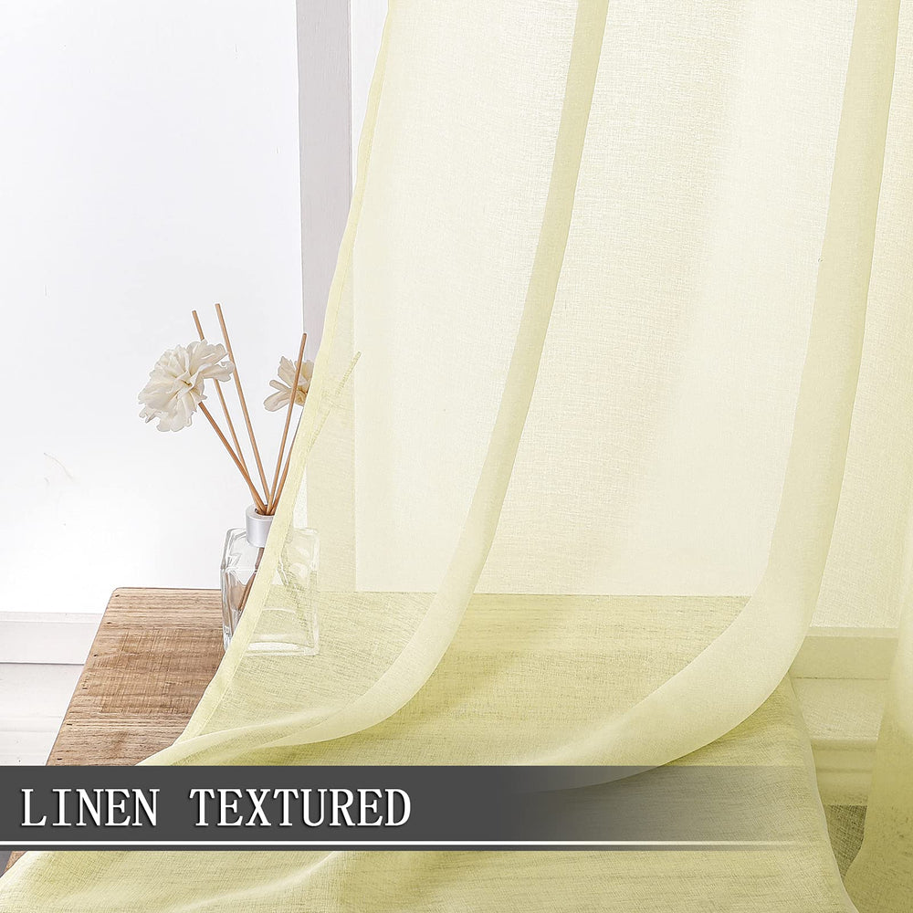 Tollpiz Short Sheer Tier Curtains Linen Textured Half K