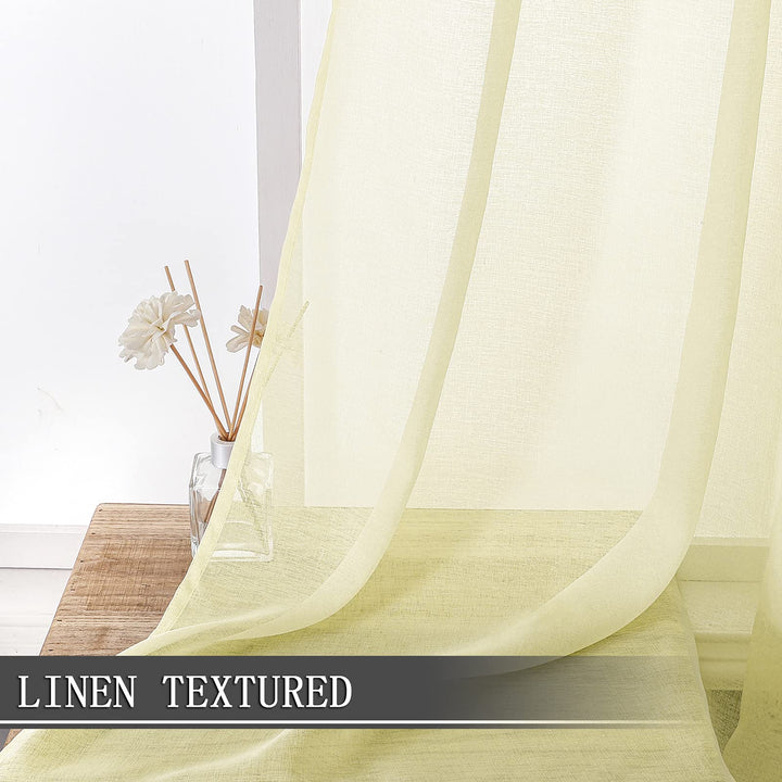 Tollpiz Short Sheer Tier Curtains Linen Textured Half K