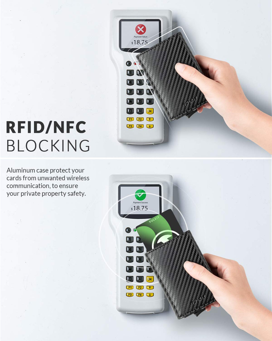 Pop up Wallet RFID Blocking Leather Credit Card Wallet with Banknote Compartment, ID Window &amp; Coin Pocket (Carbon Black)