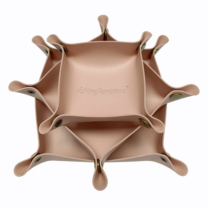 PU Leather Tray Organizer Key Jewelry Accessories,Vanity Tray Box,Office Desk Organizer Storage Box,Multi-Functional PU Leather for Wallets Keys Coins and Office Accessories (Pink)