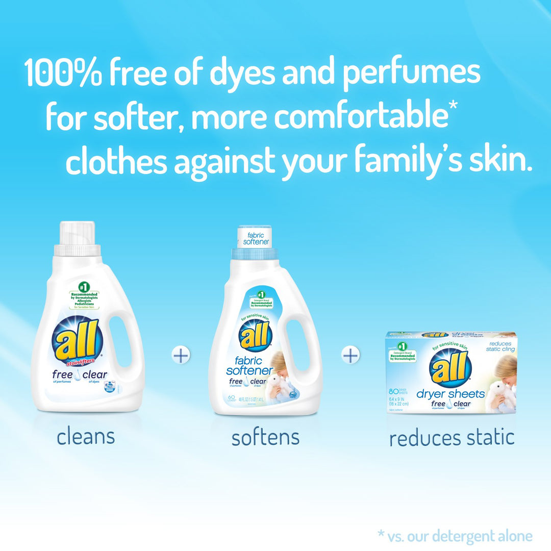 All Dryer Sheets for Sensitive Skin - Free Clear, 80 Sh