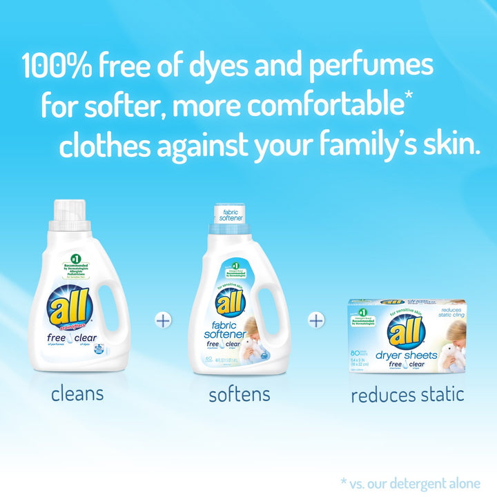 All Dryer Sheets for Sensitive Skin - Free Clear, 80 Sh