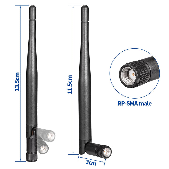 Bingfu Dual Band WiFi Antenna 2.4GHz 5GHz 5.8GHz 3dBi RP-SMA Male Antenna Replacement (4-Pack) for WiFi Router Wireless Network Card USB Adapter Security IP Camera Video Surveillance Monitor