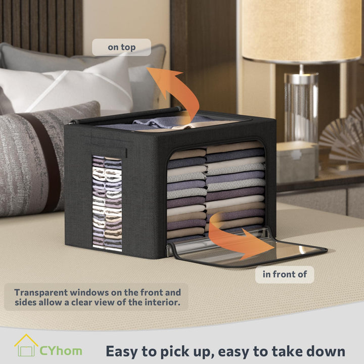 3Pack Foldable Storage Bins - Frame Storage Box Linen F