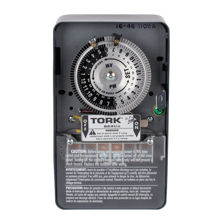 NSi Industries TORK 1109A Indoor 40-Amp Multi-Volt Mechanical Lighting and Appliance Timer - 24-Hour Programming - Multiple On/Off Settings - 120/208-277-Volt - Grey 2.9 x 4.7 x 7.9 inches