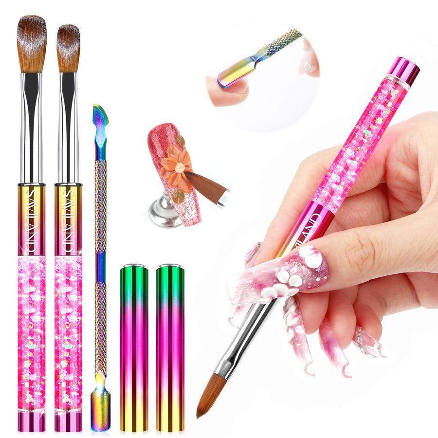 Acrylic Nail Brush Set - 2pcs Size8 & Size12 Acrylic Brushes for Acrylic Powder, Used for Nail Extension, Nail Carving for Beginner and Professional