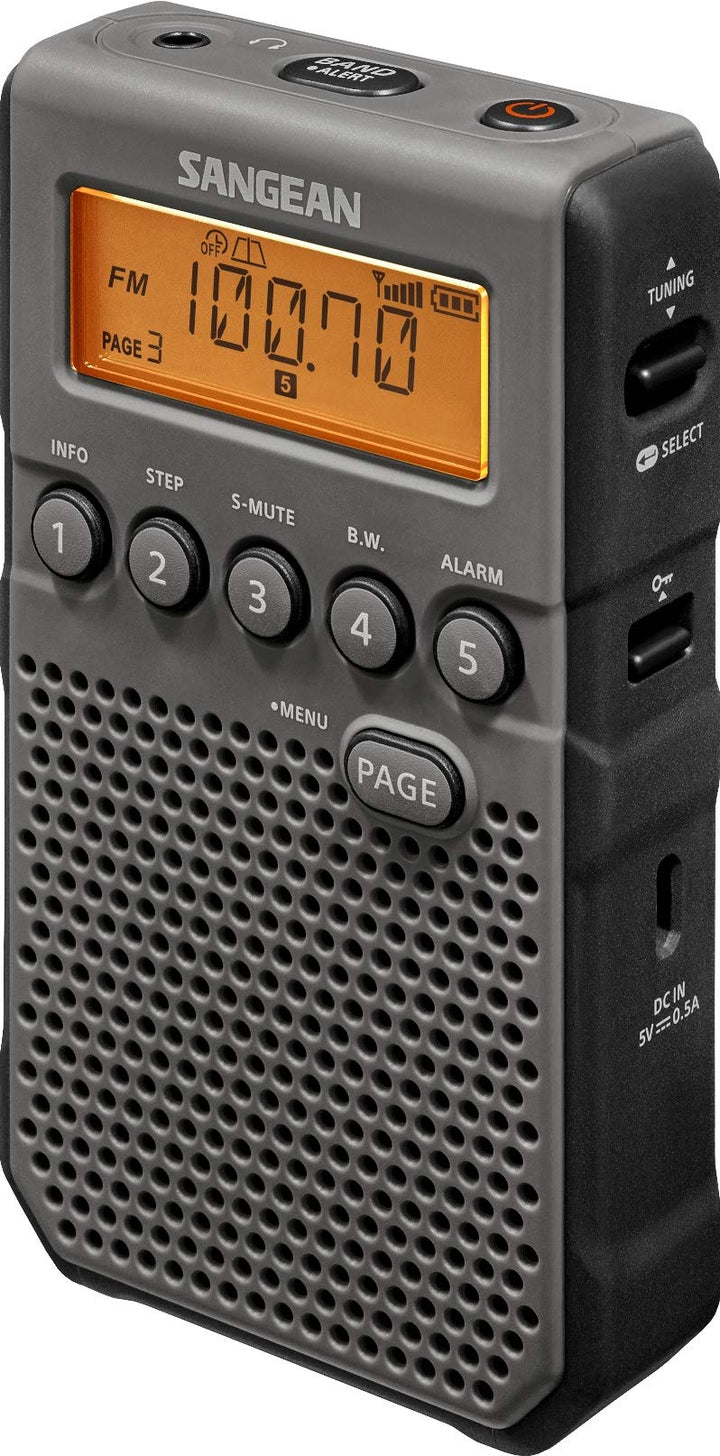 Sangean DT-800BK AM/FM/NOAA Weather Alert Pocket Radio 